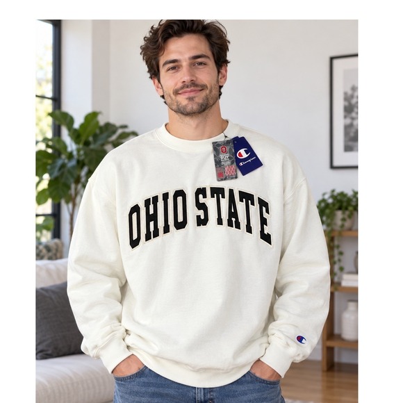 Champion Other - Champion Ohio State Buckeyes Sweatshirt Mens 2XL White New NCAA Tackle Twill